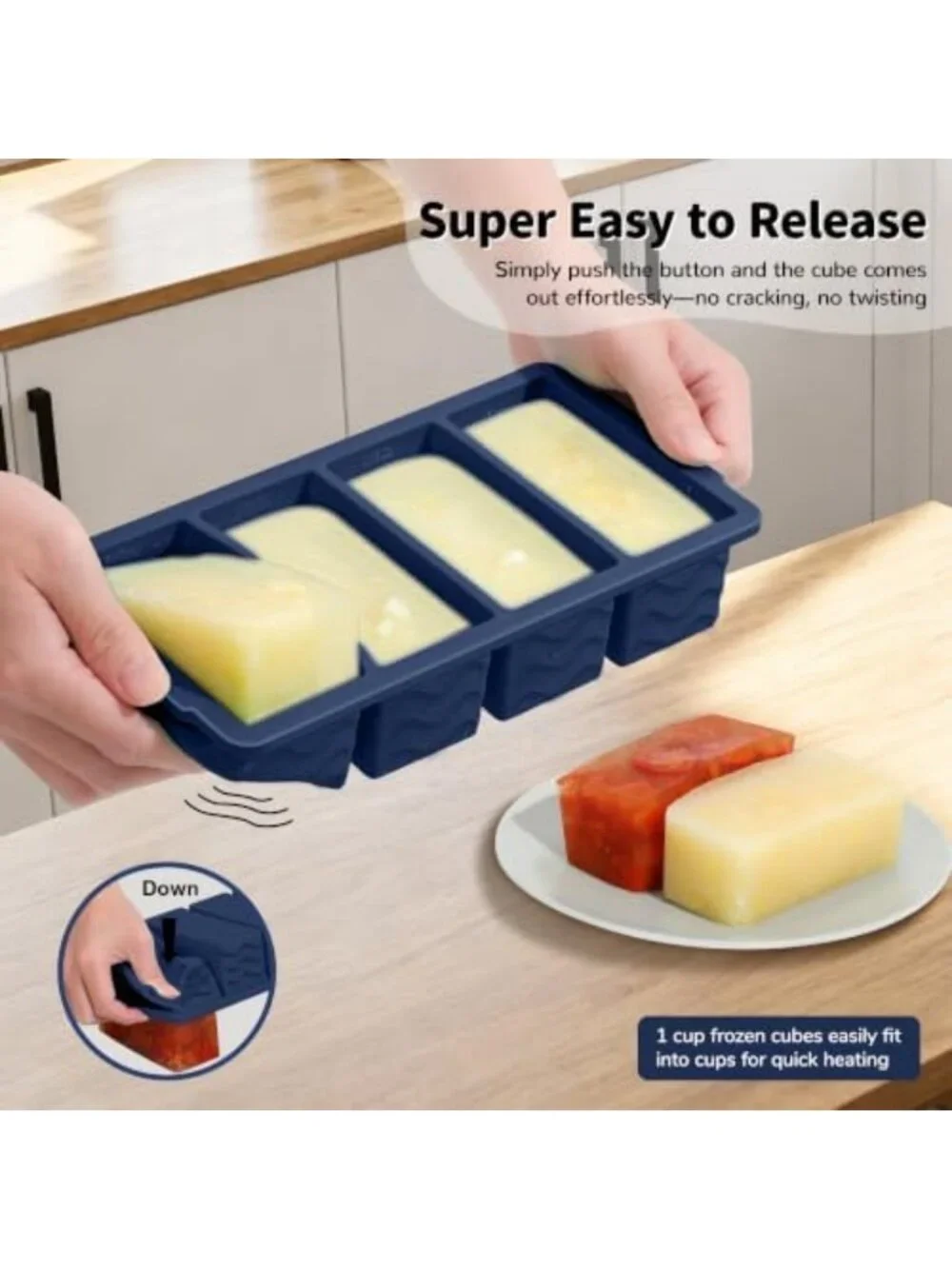 3-Pack Silicone Freezer Trays with Lids - Versatile Soup & Food Storage Molds